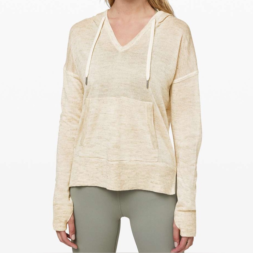 Lululemon Street to Shore Linen Blend Hoodie | Heathered Muslin | NWOT | Size 4